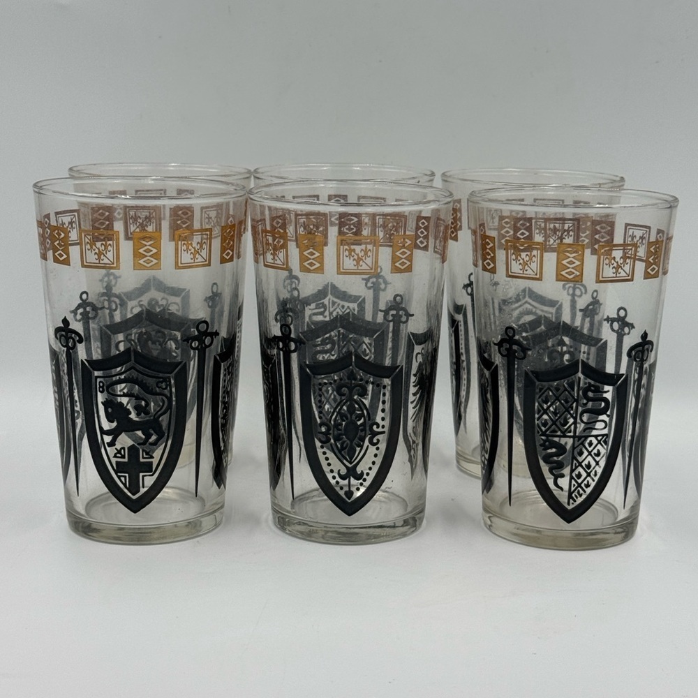 Vintage 1950s Federal Glass Guinevere Pattern Drinking Glasses Set of 6